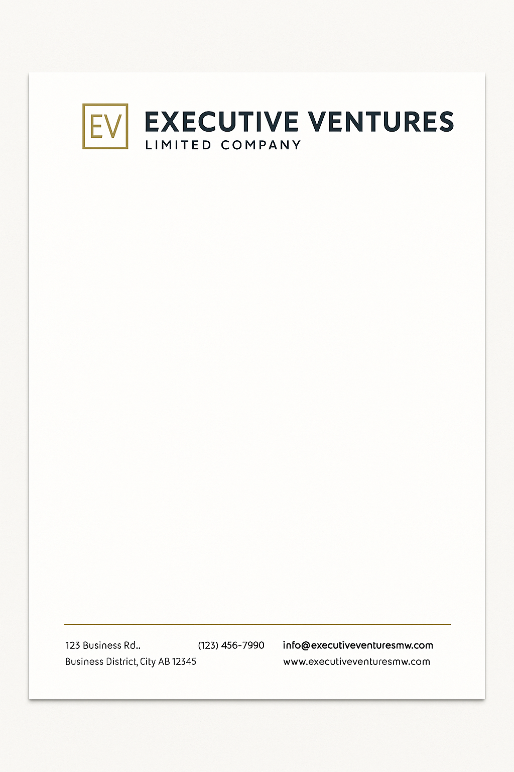Executive Ventures Limited Company Letterhead
